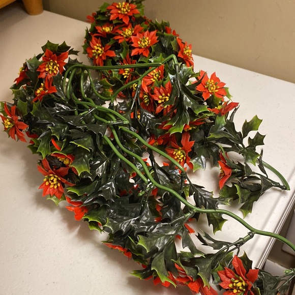 Plastic Red Poinsettia Cascading Garland Set of 2 - Picture 2 of 7